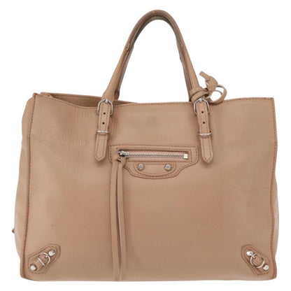 Balenciaga BALENCIAGA The Paper A6 Hand Bag Leather 2way Beige Silver 370926 Authentic 149646