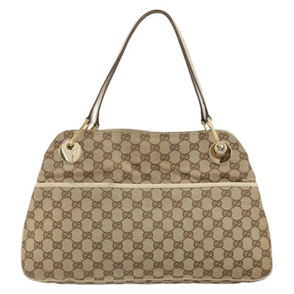 Gucci GUCCI GG Canvas Shoulder Bag Beige Gold 121023 Authentic 162950