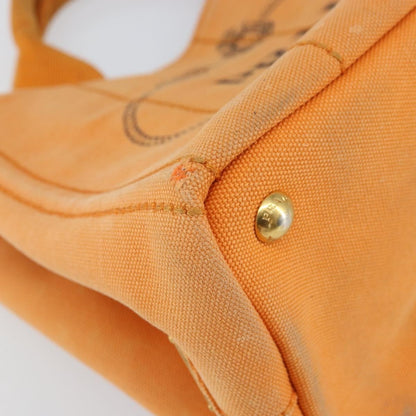 Prada PRADA Canapa PM Hand Bag Canvas Orange Gold Authentic 164219