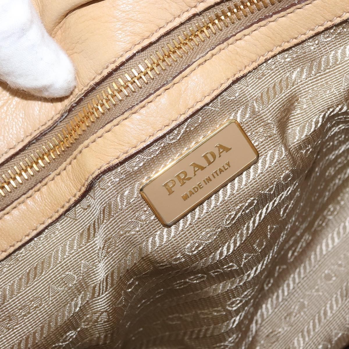 Prada PRADA Hand Bag Leather 2way Ivory Gold Authentic 173213