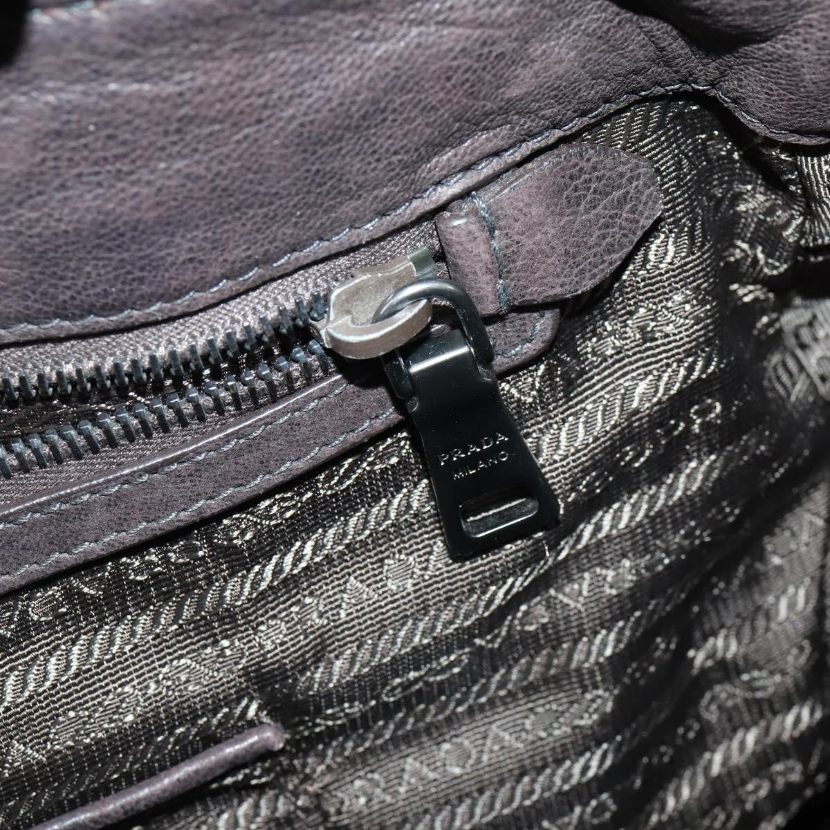 Prada PRADA Hand Bag Leather 2way Brown Silver Authentic 153083