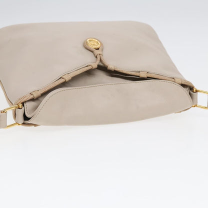Celine CELINE Horse Carriage Shoulder Bag Leather Beige Gold Authentic 90216