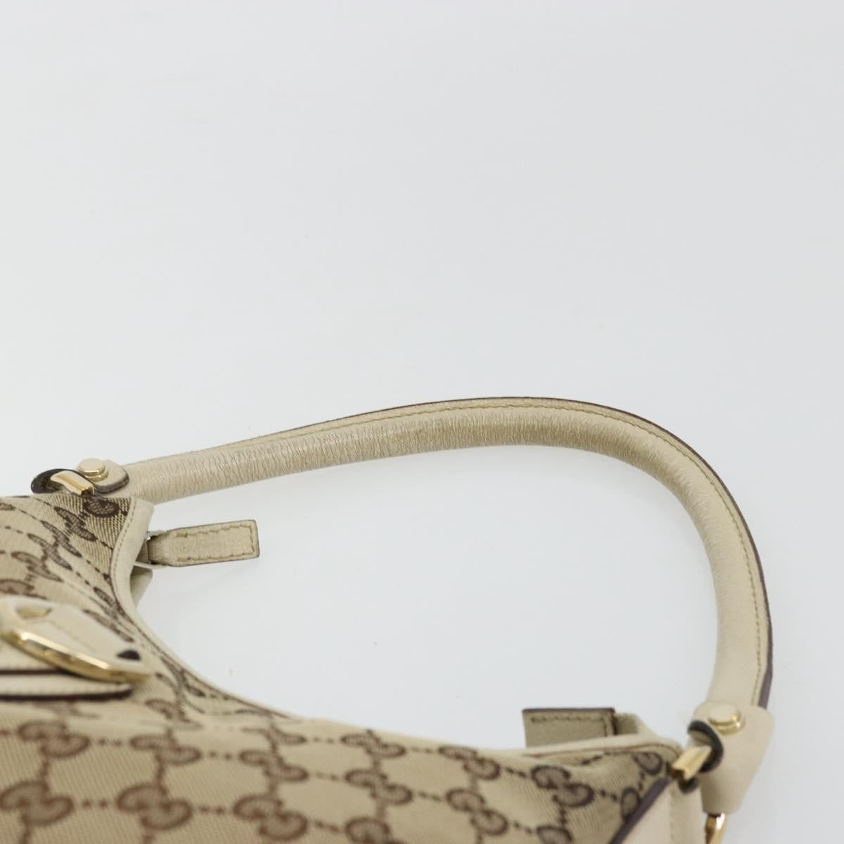 Gucci GUCCI GG Canvas Abbey Shoulder Bag Leather Beige Gold 130738 Authentic ka4349