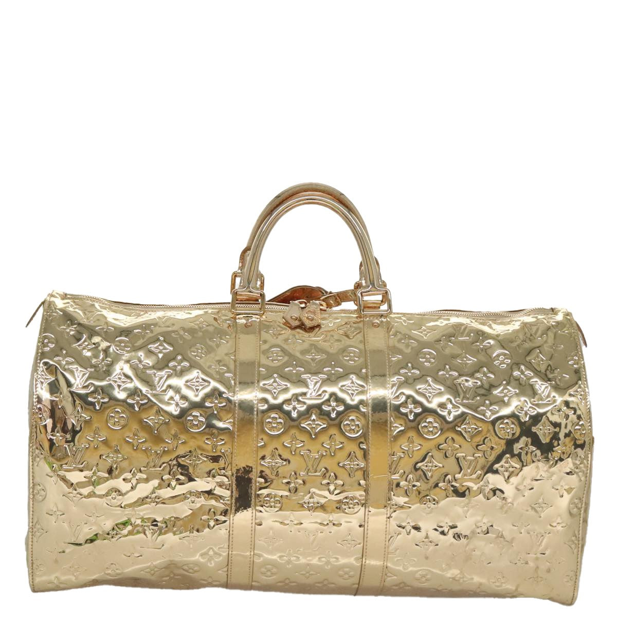 Louis Vuitton LOUIS VUITTON Monogram Miroir Keepall 55 Boston Bag Gold LV Authentic 104239S