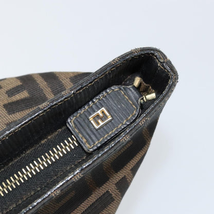 Fendi FENDI Zucca Canvas Hand Bag Brown Black gold Authentic 146809