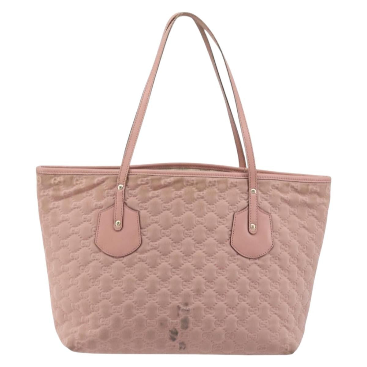Gucci GUCCI GG Canvas Tote Bag Nylon Pink Gold 211976 Authentic LNZ669