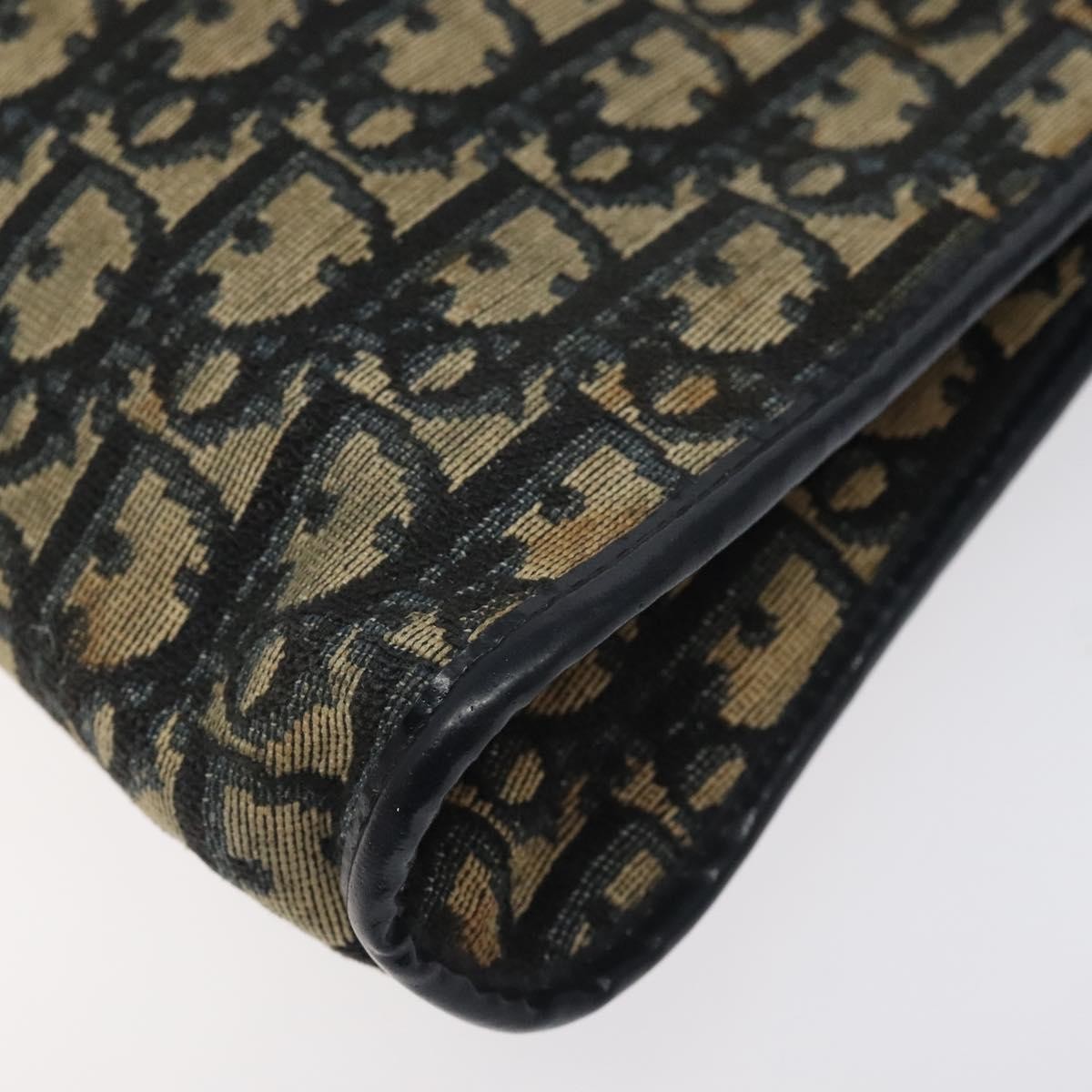 Dior Christian Dior Trotter Canvas Shoulder Bag Navy Gold Authentic 126267