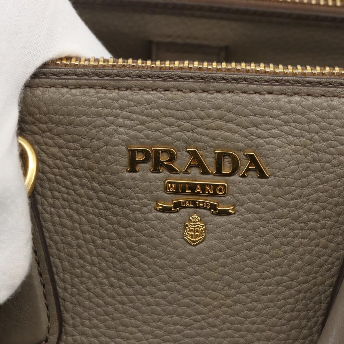 Prada PRADA Hand Bag Leather 2way Gray Gold Authentic bs33651