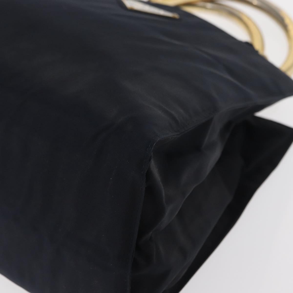 Prada PRADA Hand Bag Nylon Navy Gold Authentic 156119
