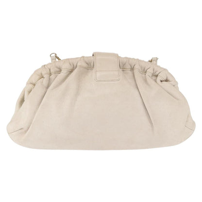 Celine CELINE Shoulder Bag Leather White Gold Authentic 162034