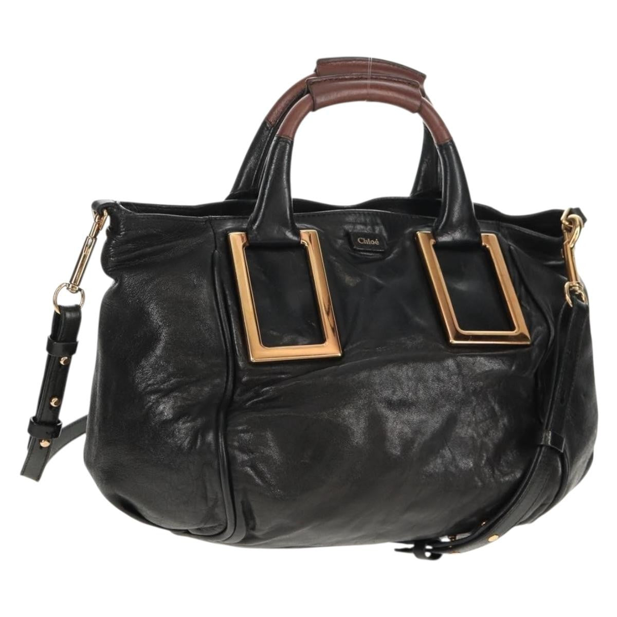 Chloé Chloé Chloe Etel Hand Bag Leather 2way Black Authentic BA6838