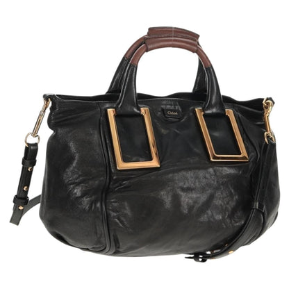 Chloé Chloé Chloe Etel Hand Bag Leather 2way Black Authentic BA6838
