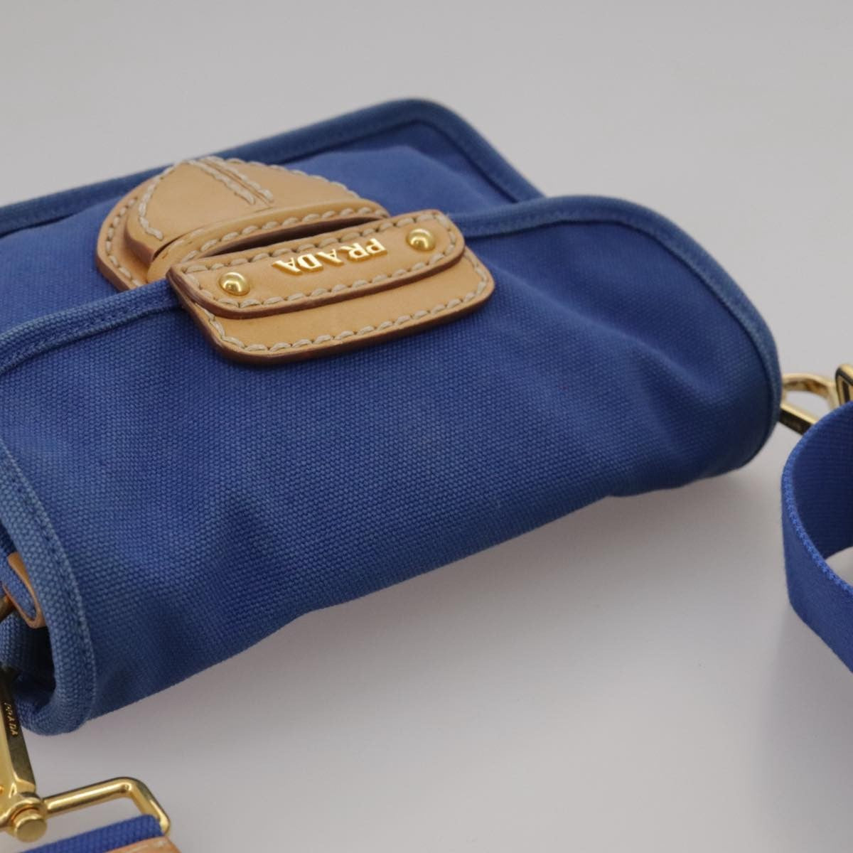 Prada PRADA Shoulder Bag Canvas Blue Authentic 111326