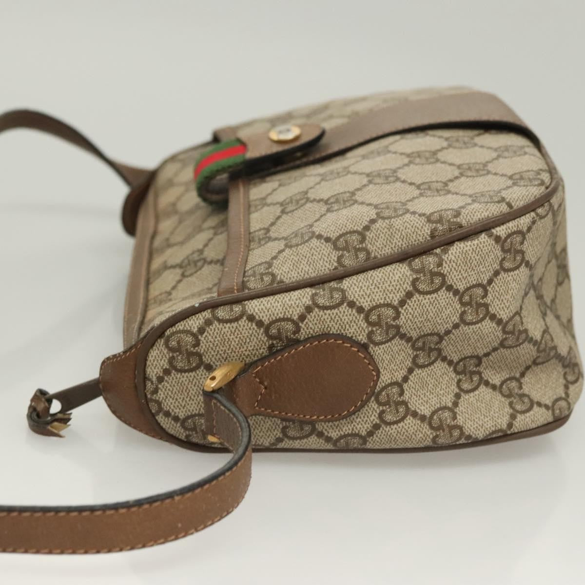 Gucci GUCCI GG Supreme Web Sherry Line Bag PVC Beige Gold 89 02 032 Authentic 128996