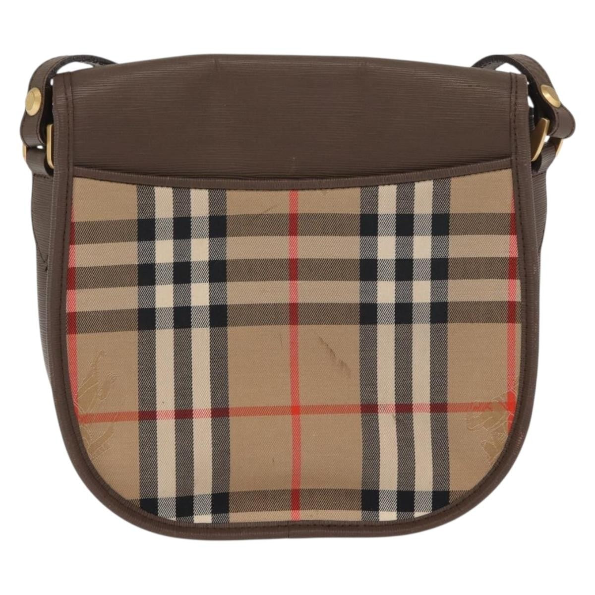 Burberrys Burberrys Nova Check Shoulder Bag Canvas Beige Gold Authentic ep13205