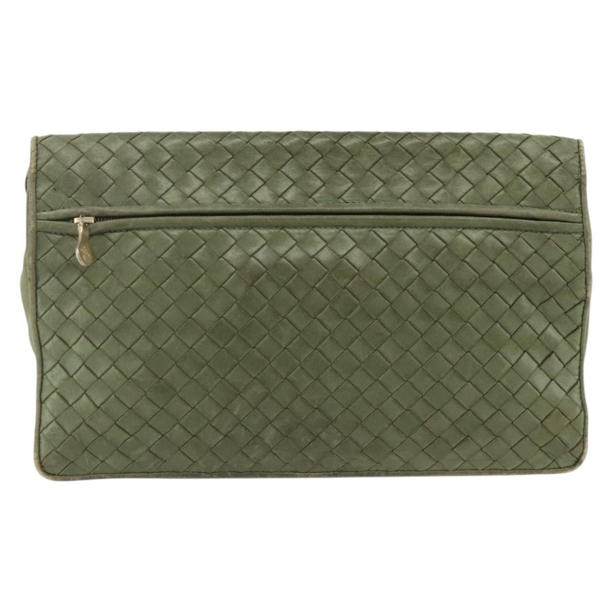 BOTTEGAVENETA BOTTEGAVENETA BOTTEGA VENETA INTRECCIATO Shoulder Bag Leather Khaki Gold Authentic BSZ346
