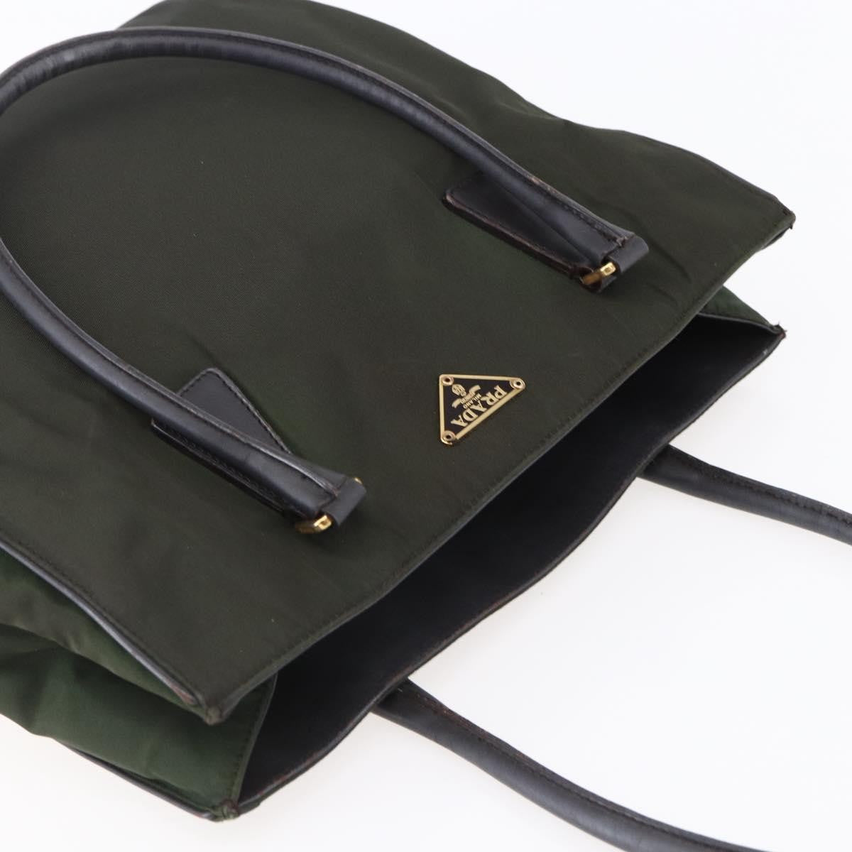 Prada PRADA Tote Bag Nylon Khaki Gold Authentic 148282