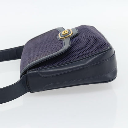 Gucci GUCCI Shoulder Bag Leather Purple Gold Authentic 180820