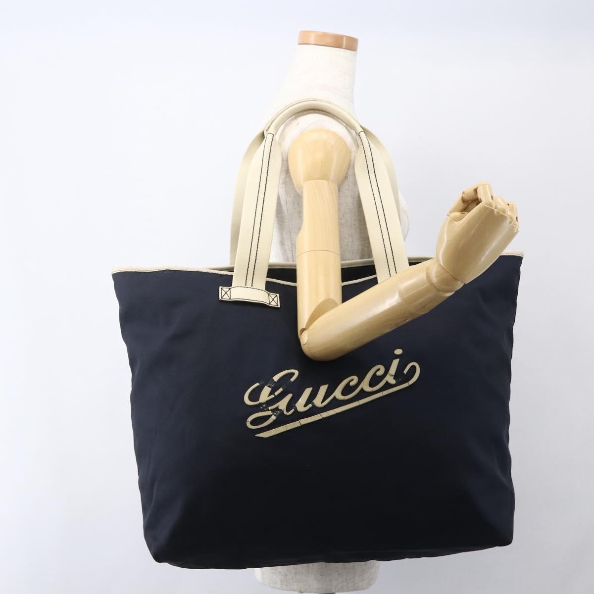 Gucci GUCCI Tote Bag Nylon Navy Silver 169943 Authentic fm4956