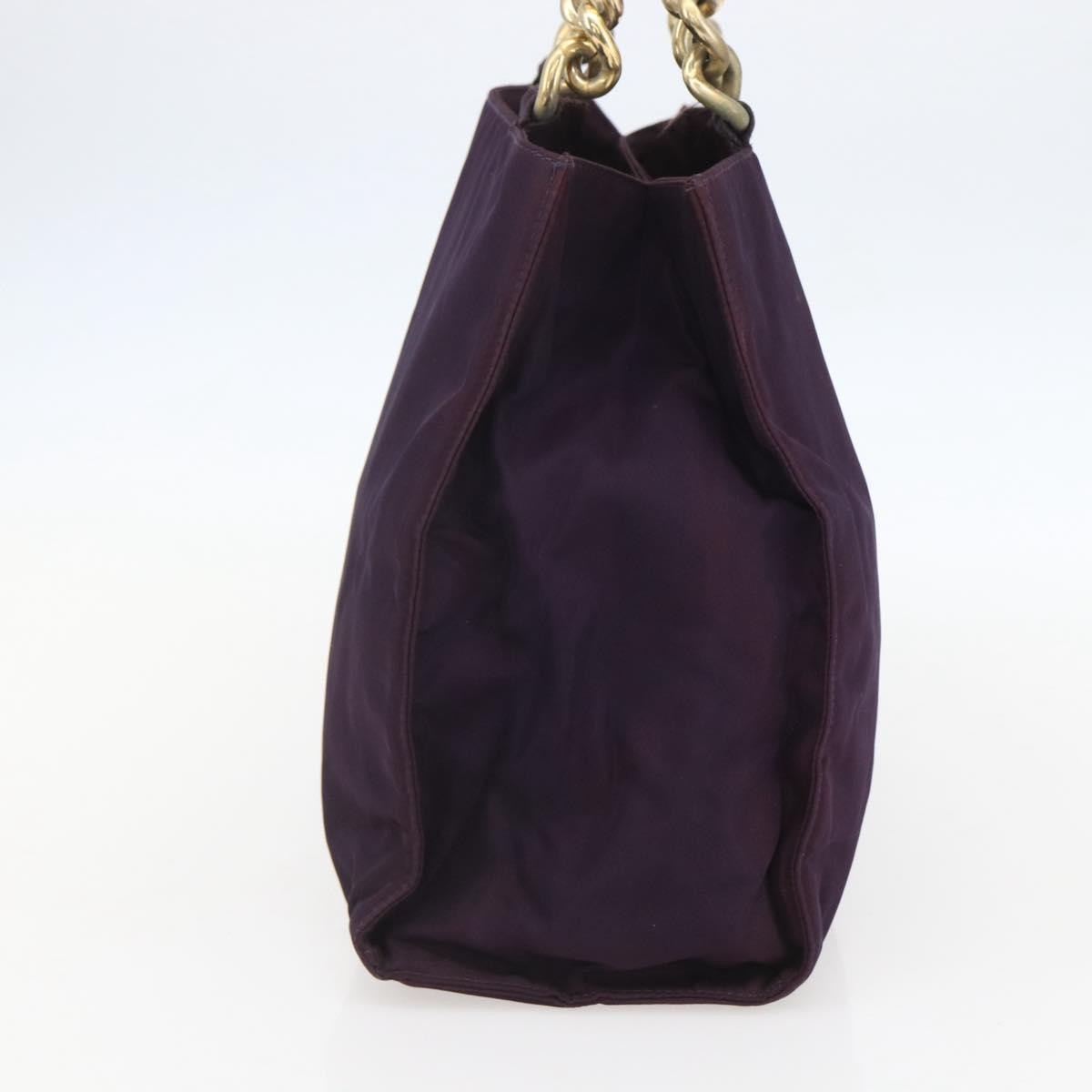 Prada PRADA Hand Bag Nylon Metal Purple Gold Authentic 155415