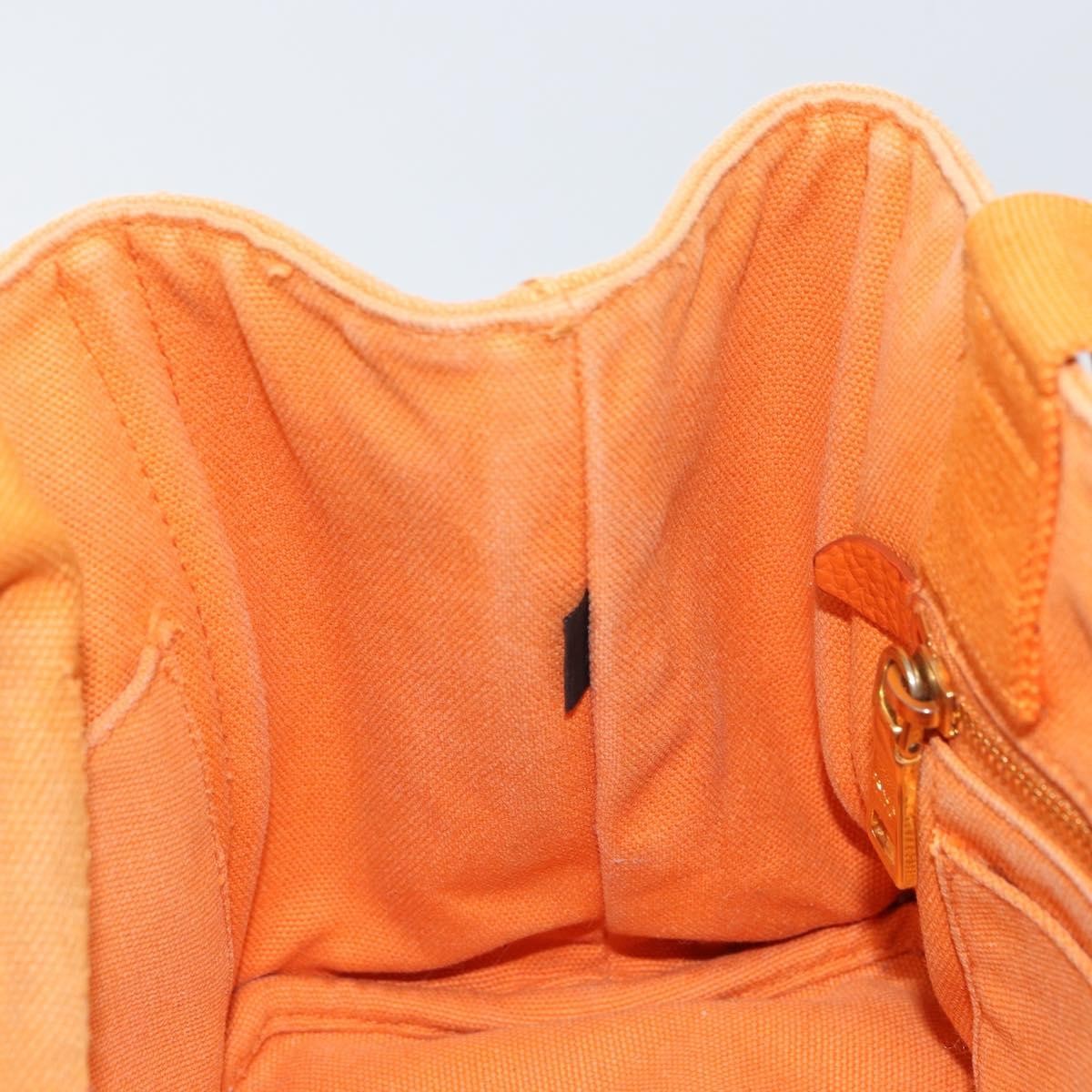 Prada PRADA Canapa PM Hand Bag Canvas Orange Gold Authentic 164219