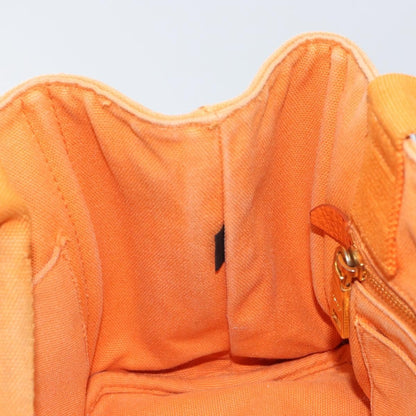Prada PRADA Canapa PM Hand Bag Canvas Orange Gold Authentic 164219