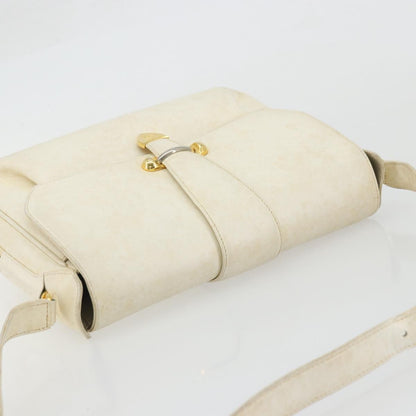 Gucci GUCCI Shoulder Bag Leather White Gold Authentic BAZ692