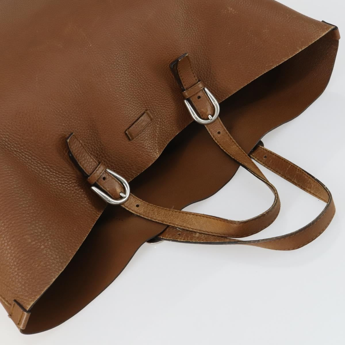 Gucci GUCCI Tote Bag Leather Brown Silver Authentic 160133