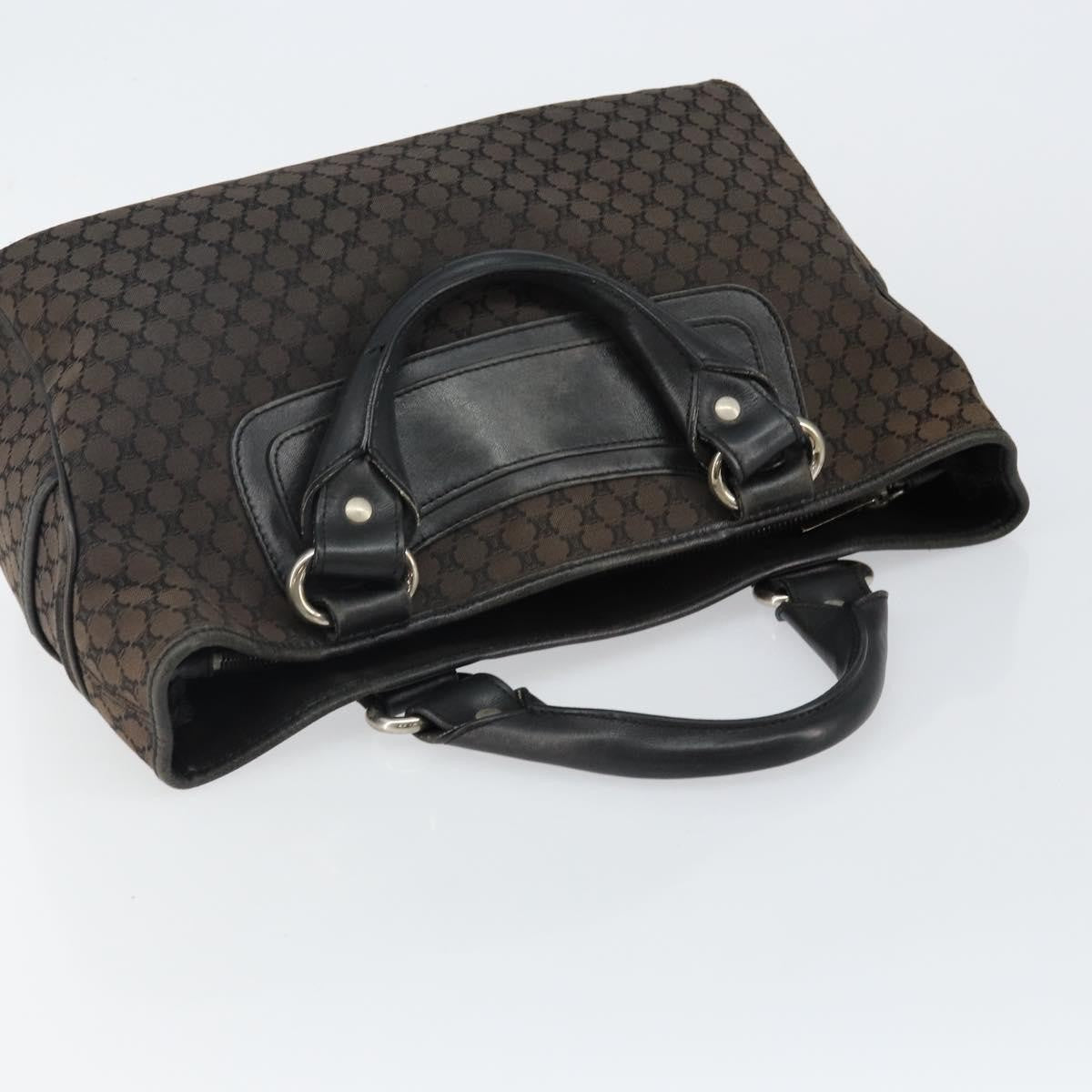 Celine CELINE Macadam Canvas Boogie Hand Bag Dark Brown Black Silver Authentic ti3458