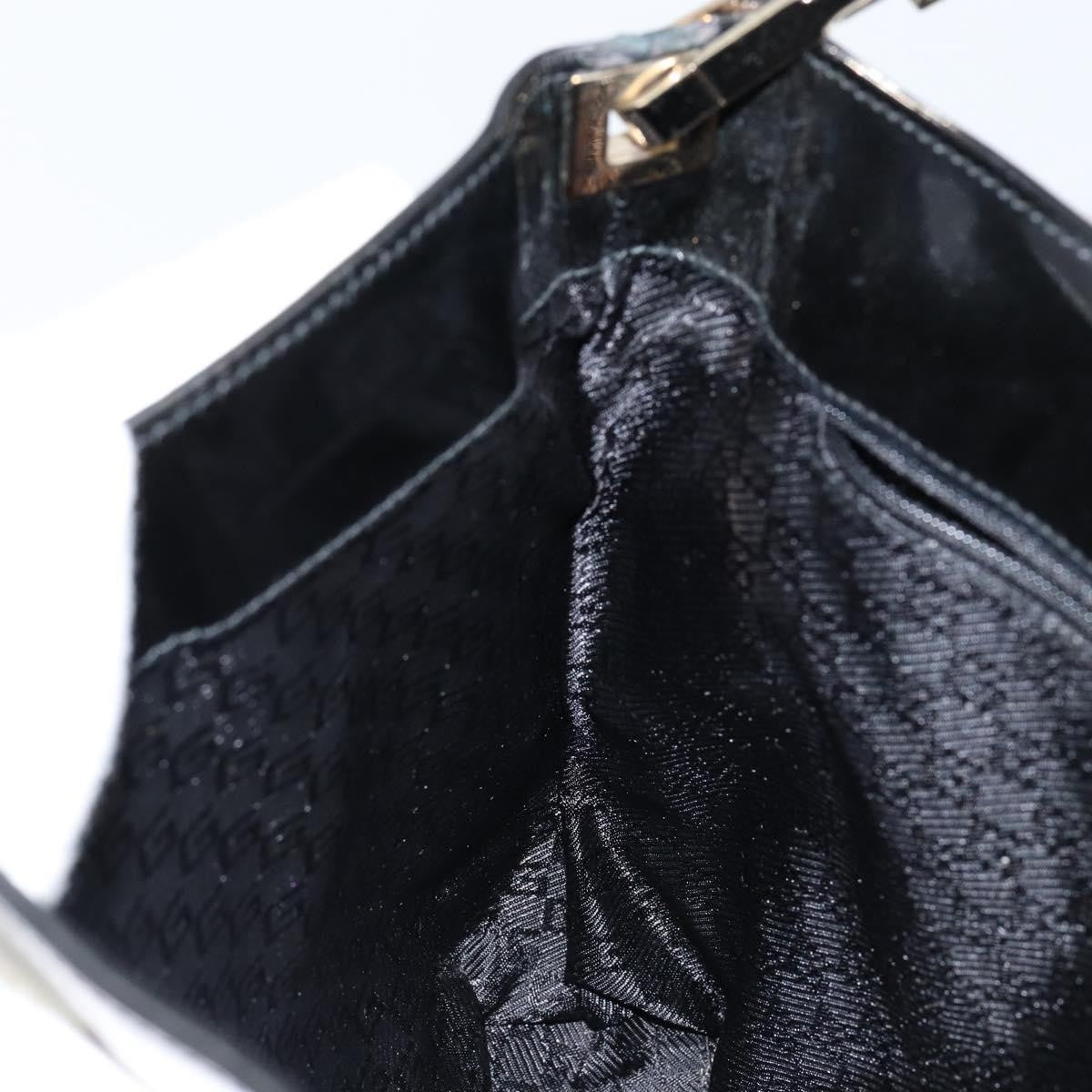 Gucci GUCCI Shoulder Bag Enamel Canvas Black Gold 001 4231 Authentic 121347
