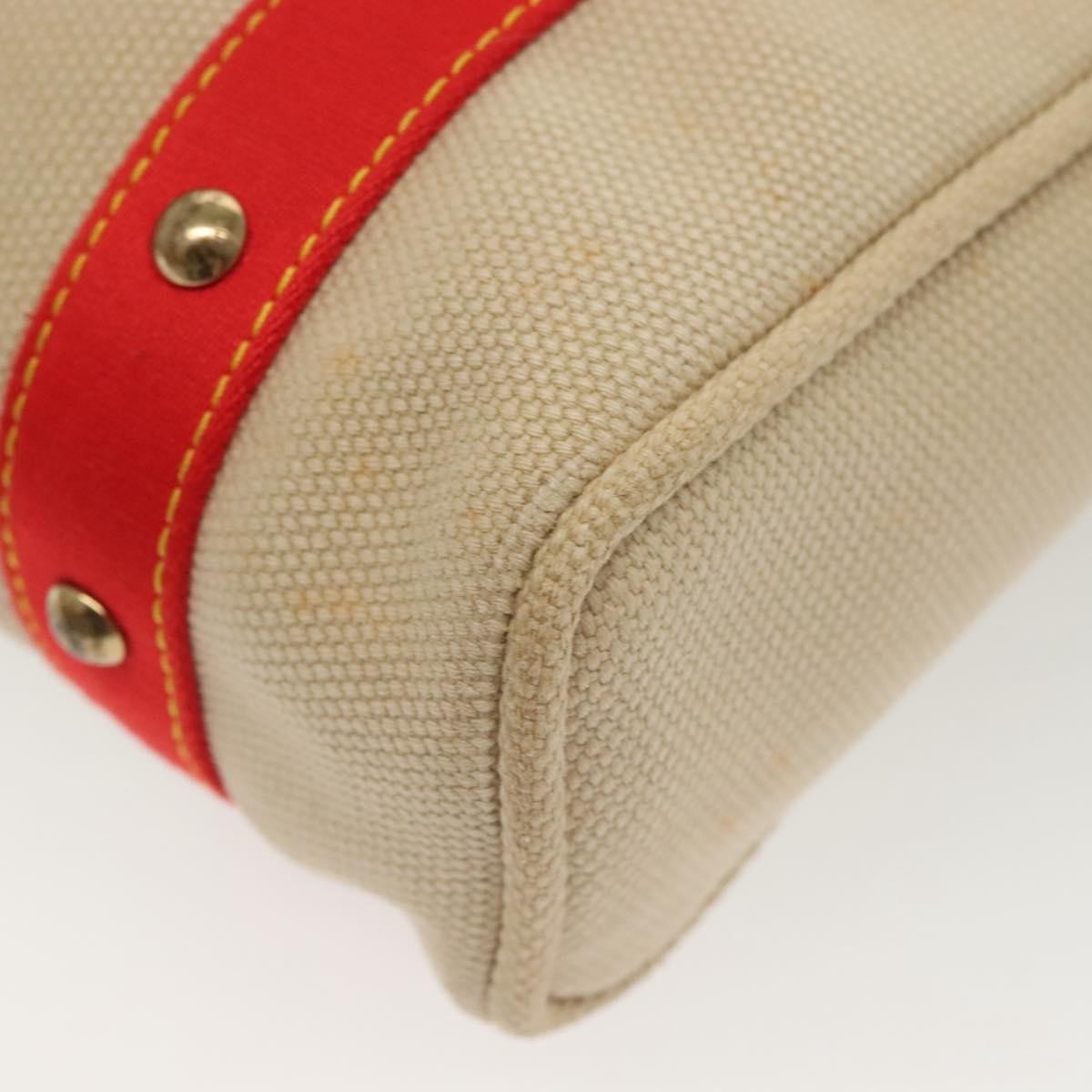 Louis Vuitton LOUIS VUITTON Antigua Cabas MM Tote Bag Beige Red M40035 LV Authentic 137278