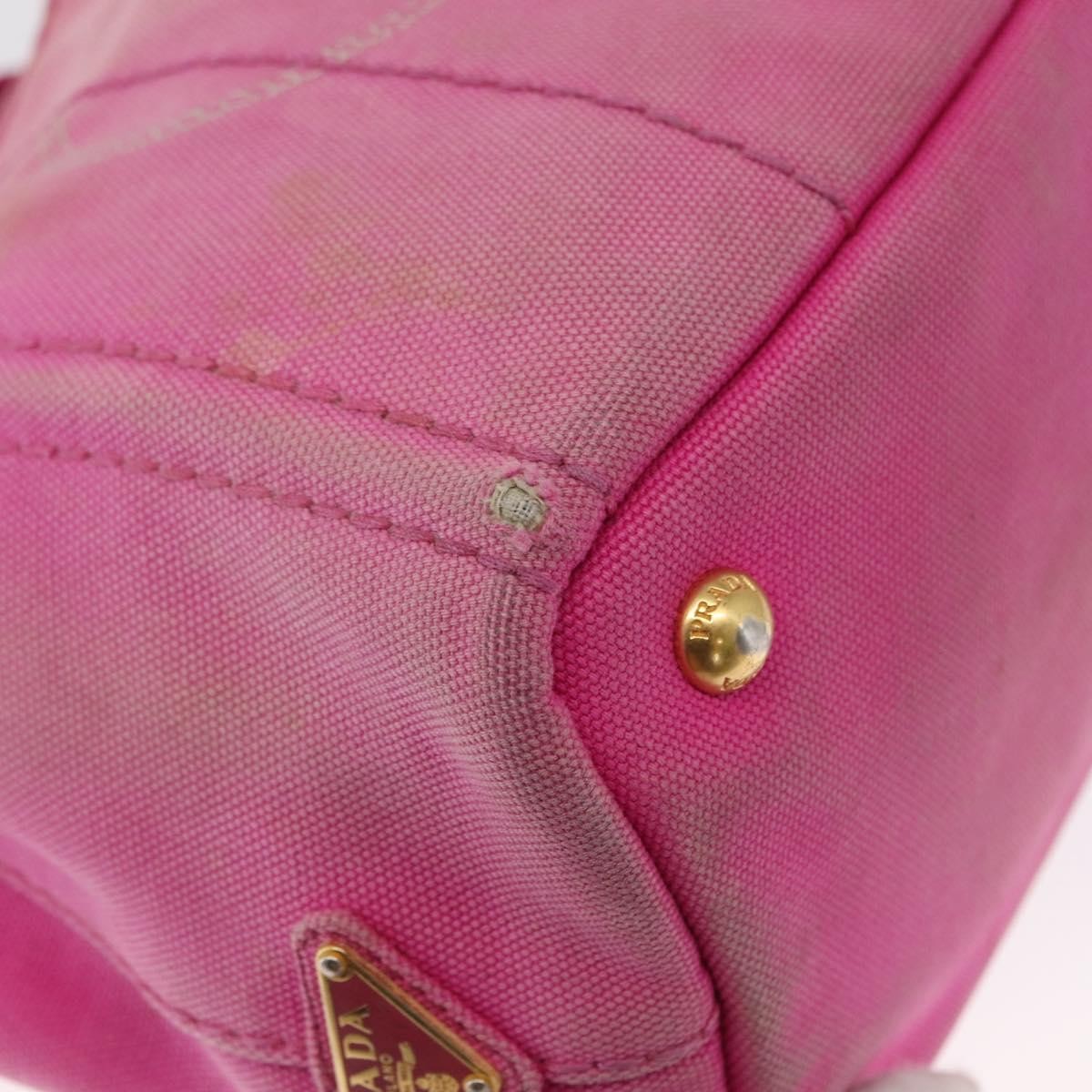 Prada PRADA Canapa PM Hand Bag Canvas 2way Pink Gold Authentic 162515
