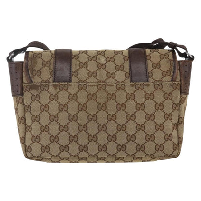Gucci GUCCI GG Canvas Web Sherry Line Shoulder Bag Red Silver beige 145858 Authentic 166768