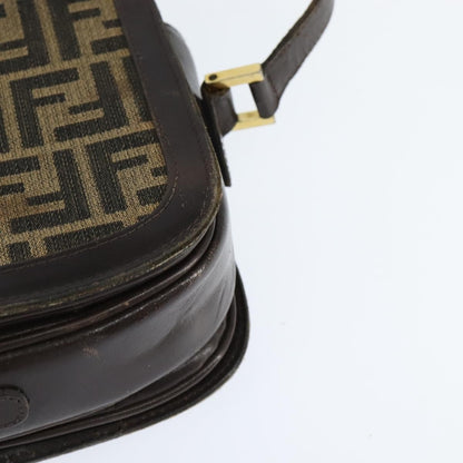 Fendi FENDI Zucca Canvas Shoulder Bag Black Brown Authentic 150285