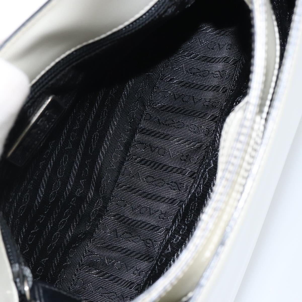 Prada PRADA Shoulder Bag Patent leather White Silver Authentic 162846