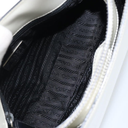 Prada PRADA Shoulder Bag Patent leather White Silver Authentic 162846