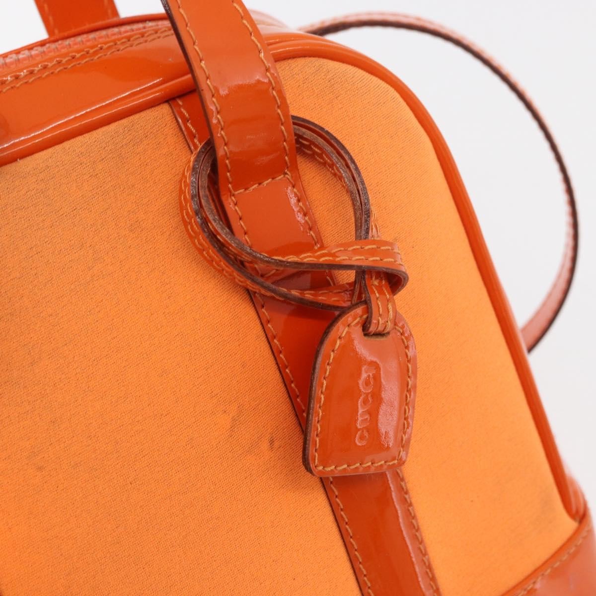 Gucci GUCCI Bamboo Hand Bag Patent leather 2way Orange Silver Authentic 162597