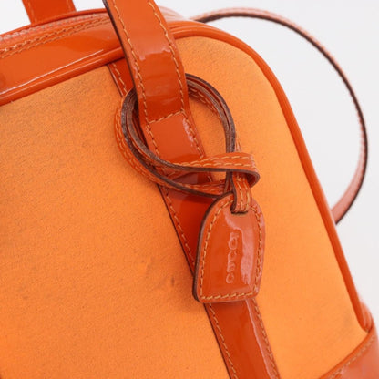 Gucci GUCCI Bamboo Hand Bag Patent leather 2way Orange Silver Authentic 162597