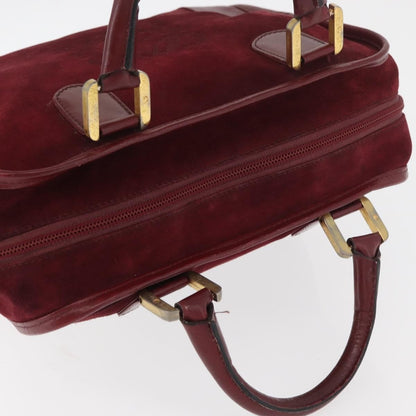 Loewe LOEWE Anagram Hand Bag Suede Leather Bordeaux Gold Authentic bs34369