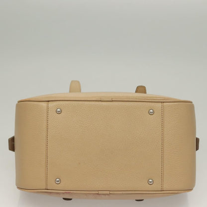 Burberry BURBERRY Hand Bag Leather Beige Silver Authentic ep9861