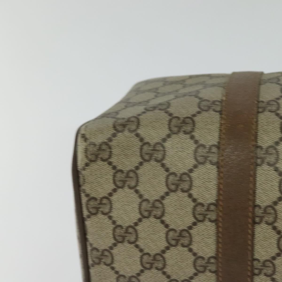 Gucci GUCCI GG Supreme Web Sherry Line Boston Bag PVC Beige Gold 40 02 007 Authentic KD431