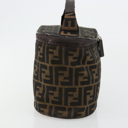 Fendi FENDI Zucca Canvas Vanity Hand Bag Black Brown Authentic 180329