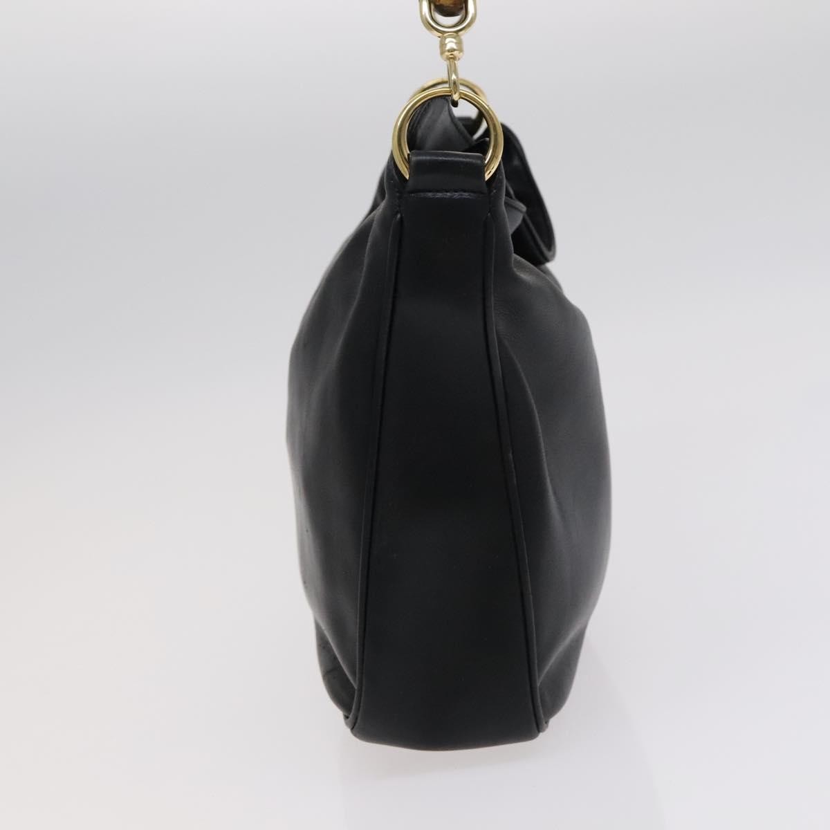 Gucci GUCCI Bamboo Hand Bag Leather 2way Black 001 1638 Authentic 114458