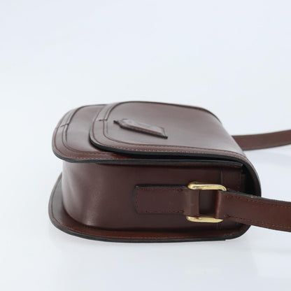 Celine CELINE Shoulder Bag Leather Brown Gold Authentic YKZ128