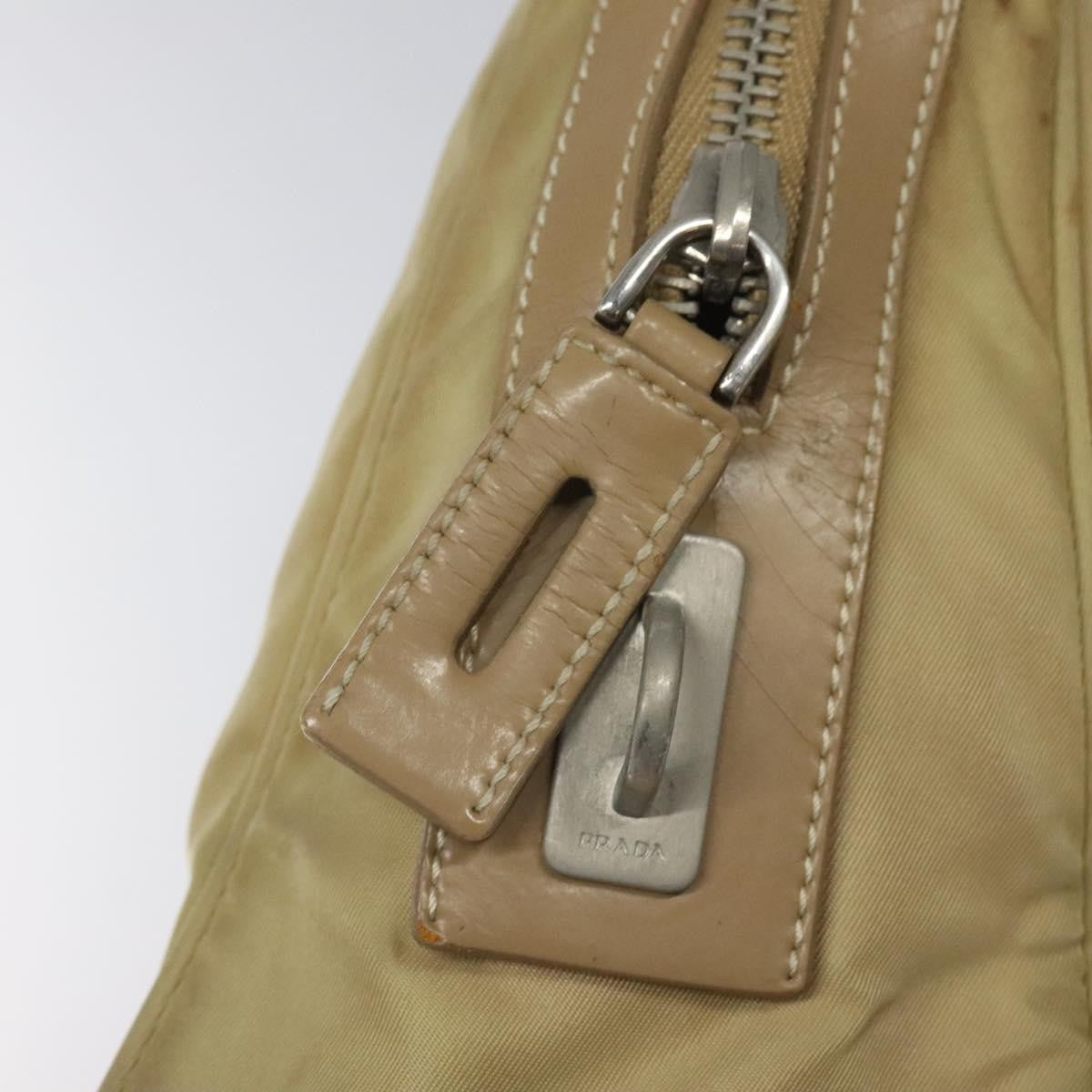 Prada PRADA Hand Bag Nylon Beige Silver Authentic EC680
