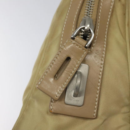 Prada PRADA Hand Bag Nylon Beige Silver Authentic EC680