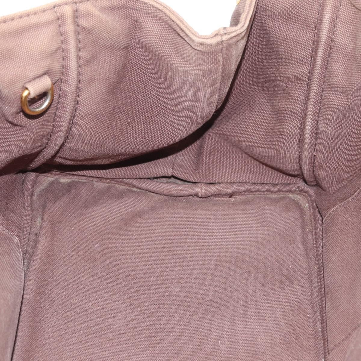 Prada PRADA Canapa MM Hand Bag Canvas Brown Gold Authentic 176198