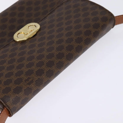 Celine CELINE Macadam Canvas Shoulder Bag PVC Leather Brown Gold Authentic 128916