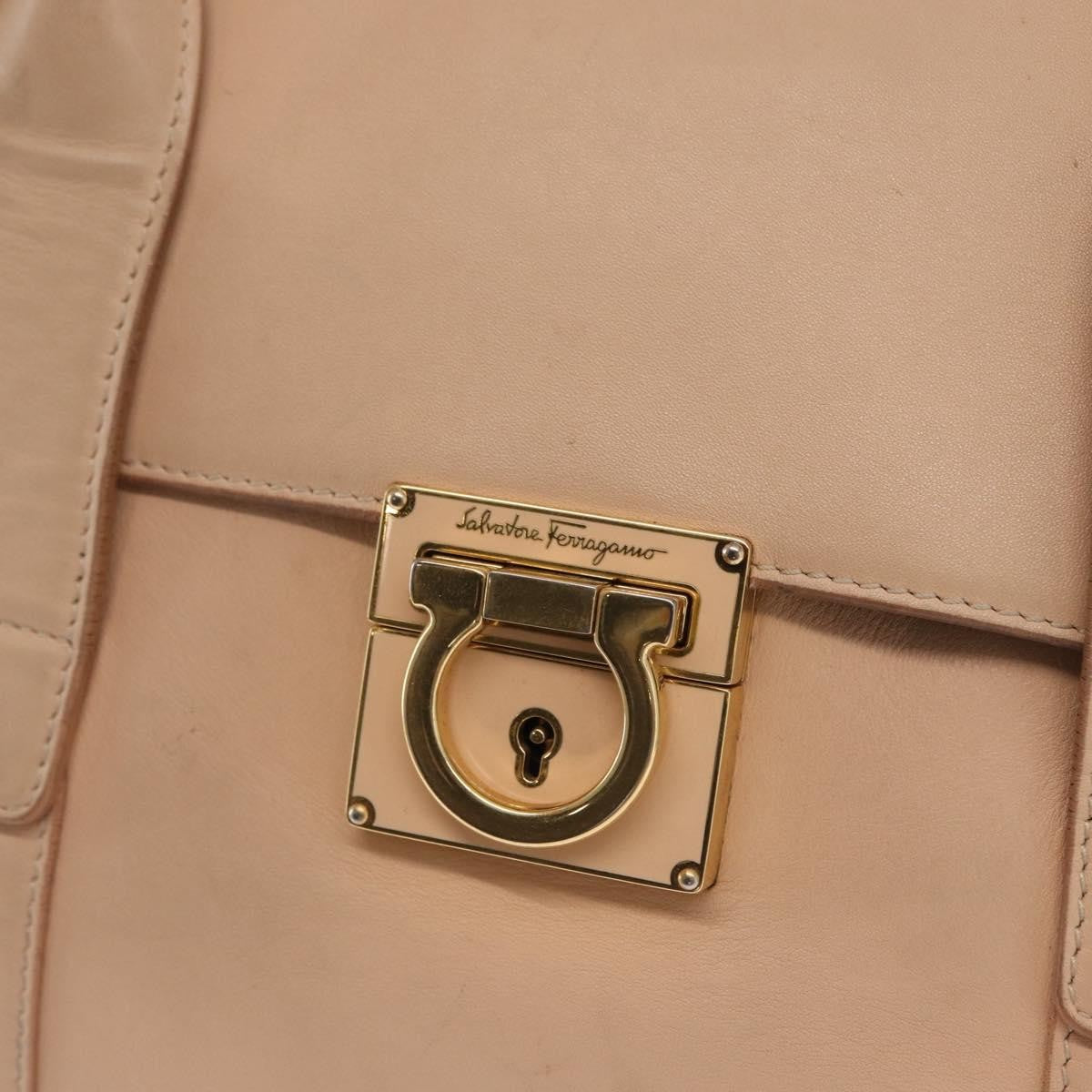 Salvatore Ferragamo Salvatore Ferragamo Gancini Shoulder Bag Leather Pink Gold Authentic 171552