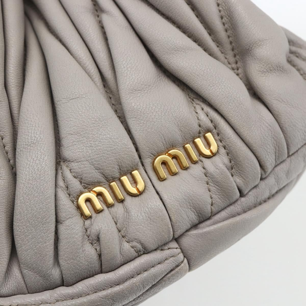 Miu Miu Miu Miu Matelasse Shoulder Bag Leather Gray Gold Authentic 162864
